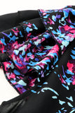 Butterfly Sleeves Split V Neck Tie-dye Print Blouse