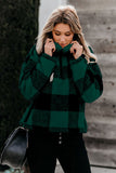 Plaid Zip Collar Plush Pullover Sweatshirt