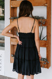 Spaghetti Straps Ruched Ruffled Mini Dress