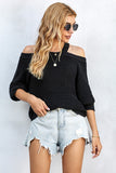 Cool Breeze Cotton Cold Shoulder Sweater