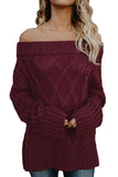 Wine Off The Shoulder Winter Sweater