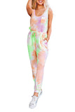 Tie Dye Drawstring Jogging Jumpsuit