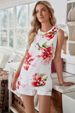 Floral Print Tank Top and Shorts Homesuit