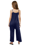 Spaghetti Strap Wide Leg Girl's Jumpsuit with Pocket