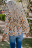 Multicolor Faux Two-piece Front Tie Floral Top