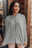 Gray Loose Drawstring Pullover Hoodie