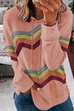 Geometry Color Block Stripe Drawstring Hoodie