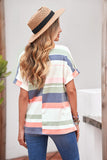 Striped Cotton Blend Short-sleeved Top