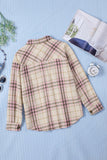 Pocketed Button-up Long Sleeve Plaid Jacket