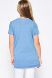 Buttoned Arched Hem Girls T-shirt