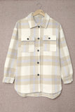 Gray Plaid Print Pocket Women Shacket