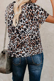 Crew Neck Leopard Print  Basic T-shirt