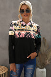 Aztec Print Color Block Hoodie