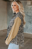 Leopard Colorblock Corduroy Shirt Jacket