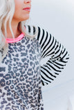 Leopard Stripe Twist Long Sleeve Top