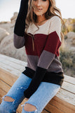 Color Block Knitted O-neck Pullover Sweater