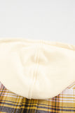 color Plaid Print Pocket Drawstring Hooded Jacket