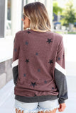 Star Color Block Pullover Khaki Sweatshirt