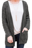 Hollow Out Open Front Cardigan with Pockets