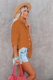 Brown Textured Buttons Pocketed Shirt