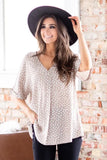 Chloe Animal Print V-neck Rolled Sleeve Tunic Top