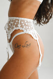 White Bohemian Polka Dot Pattern 3PCS Lingerie Set