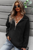 Quilted Patch Half Zipper Sweatshirt