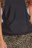 Scoop Neck Leopard Splicing Top and  Bottoms Tankini