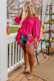 Rose Plus Size Smocked Bust Off-the-shoulder Blouse