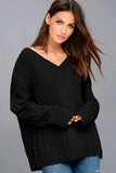 Cable Knit V Neck Sweater