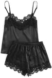 Lace Satin Sleepwear Cami Top and Shorts Pajamas Set