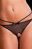 Dual Bow Open Crotch Translucent Panty
