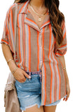 Button Striped Short Sleeves Shirt