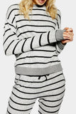 Striped Long Sleeve Top and Drawstring Joggers Loungewear