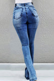 Split Hem Ripped High Waist Flare Jeans