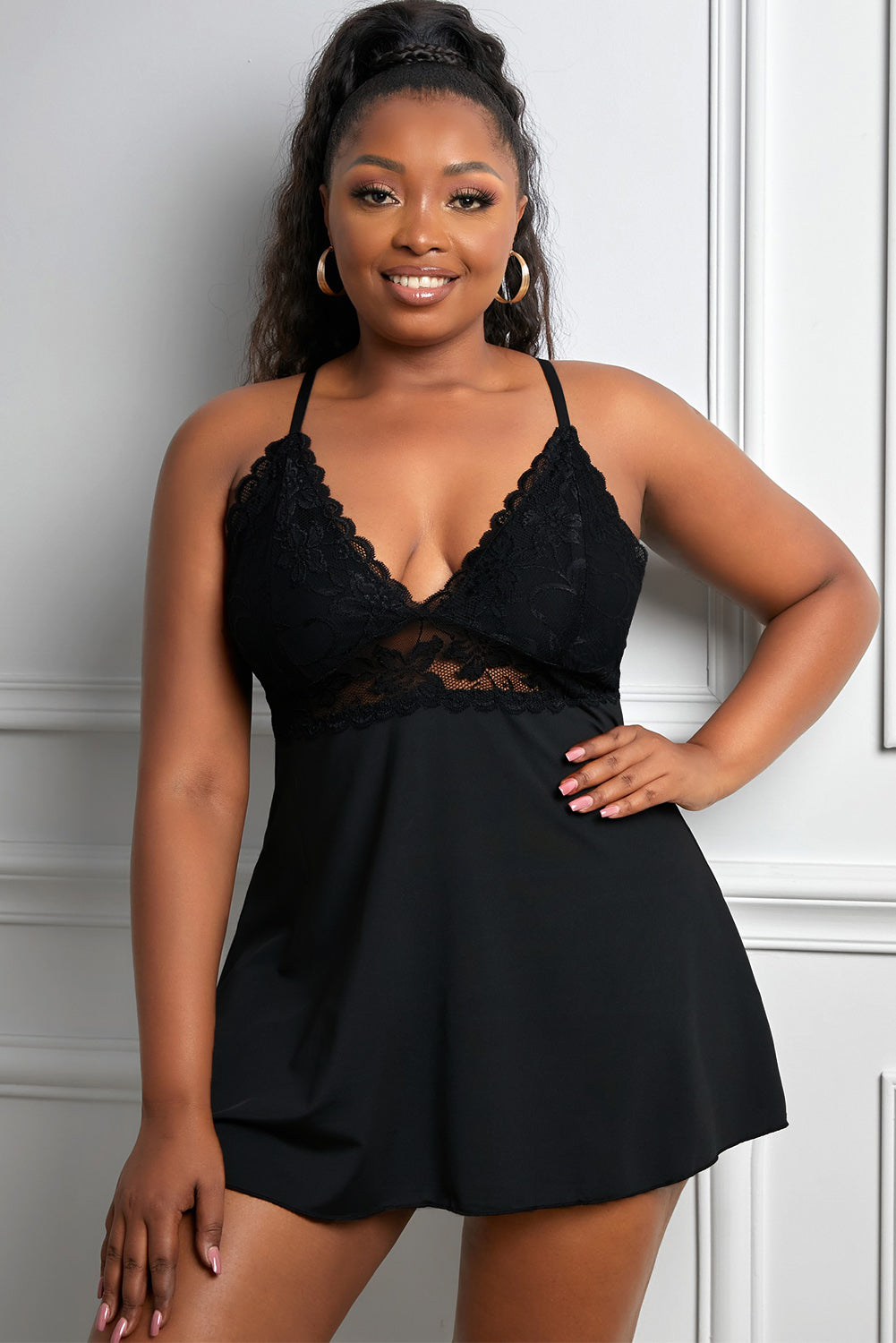 Lace See-through Plus Size Chemise