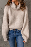 Apricot Ribbed Detail Turtleneck Sweater
