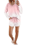 Dip Dye Hooded Lounge Sweatshirt Shorts Set