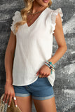 Ruffled Sleeve V Neck Top