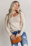 Lace Crochet V Neck Long Sleeve Top