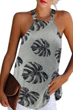 Khaki Dotted Print Tank with Slit