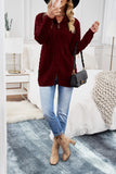 Wine Red Zip-up Open Front Knitted Sweater