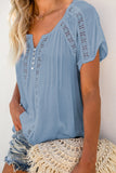 Crochet Eyelet Short Sleeves Top