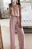 Polka Dot Chiffon Overall Jumpsuit