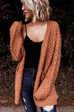 Open Front Woven Texture Knitted Cardigan with Pockets