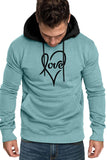 Valentine Love Heart Print Color Block Men's Pullover Hoodie