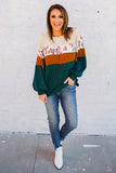 Leopard Color Block Waffle Knit Top