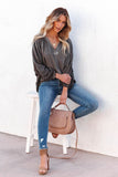 Split V Neck Dolman Top