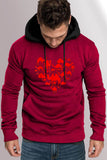 Valentine Love Heart Print Color Block Men's Pullover Hoodie