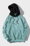 Men Colorblock Heart Shape Print Pocketed Hoodie